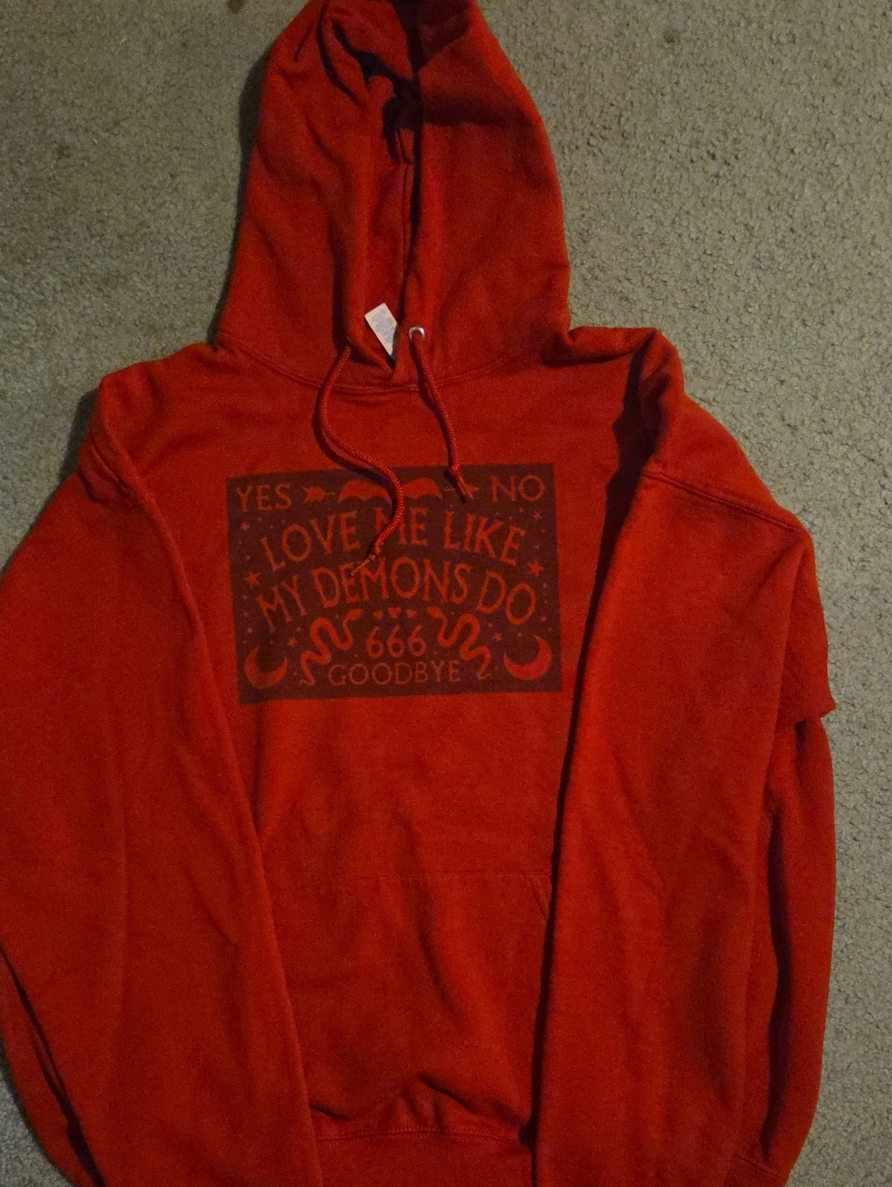 Red Graphic Hoodie Sweatshirt - Love Me Like My Demons Do